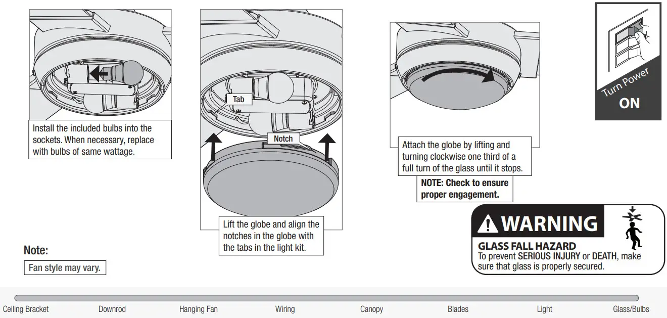 Hunter 52243 Byhalia 52 Inch Indoor Outdoor Noble Bronze Ceiling Fan - Bulbs and Glass