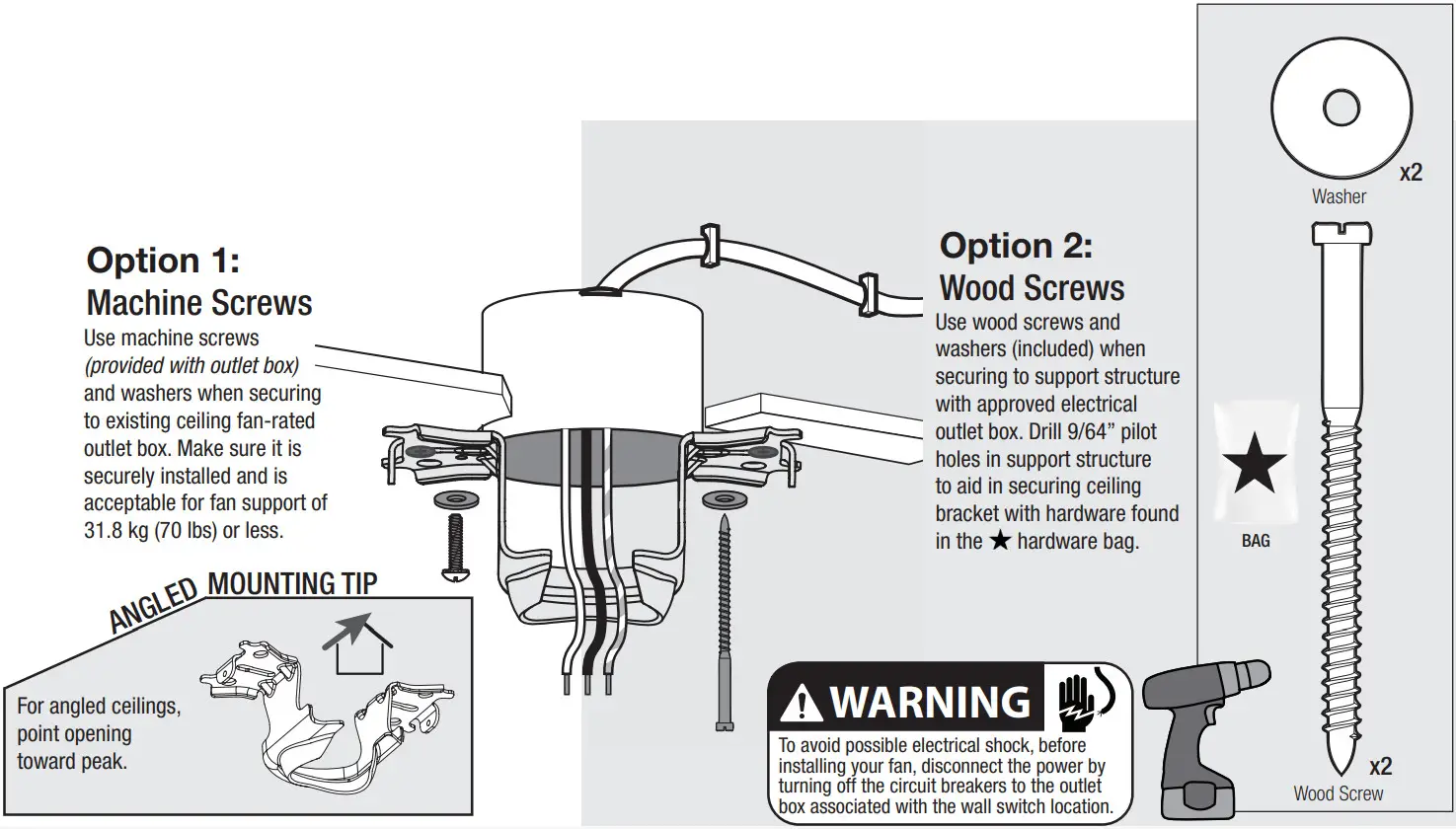 Hunter 52243 Byhalia 52 Inch Indoor Outdoor Noble Bronze Ceiling Fan - Ceiling Bracket 2