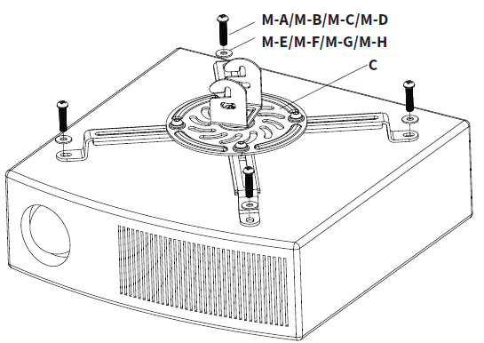 V I V O-MOUNT-VP07DP-White-Universal-Drop-Ceiling-Projector-Mount-fig- (11)