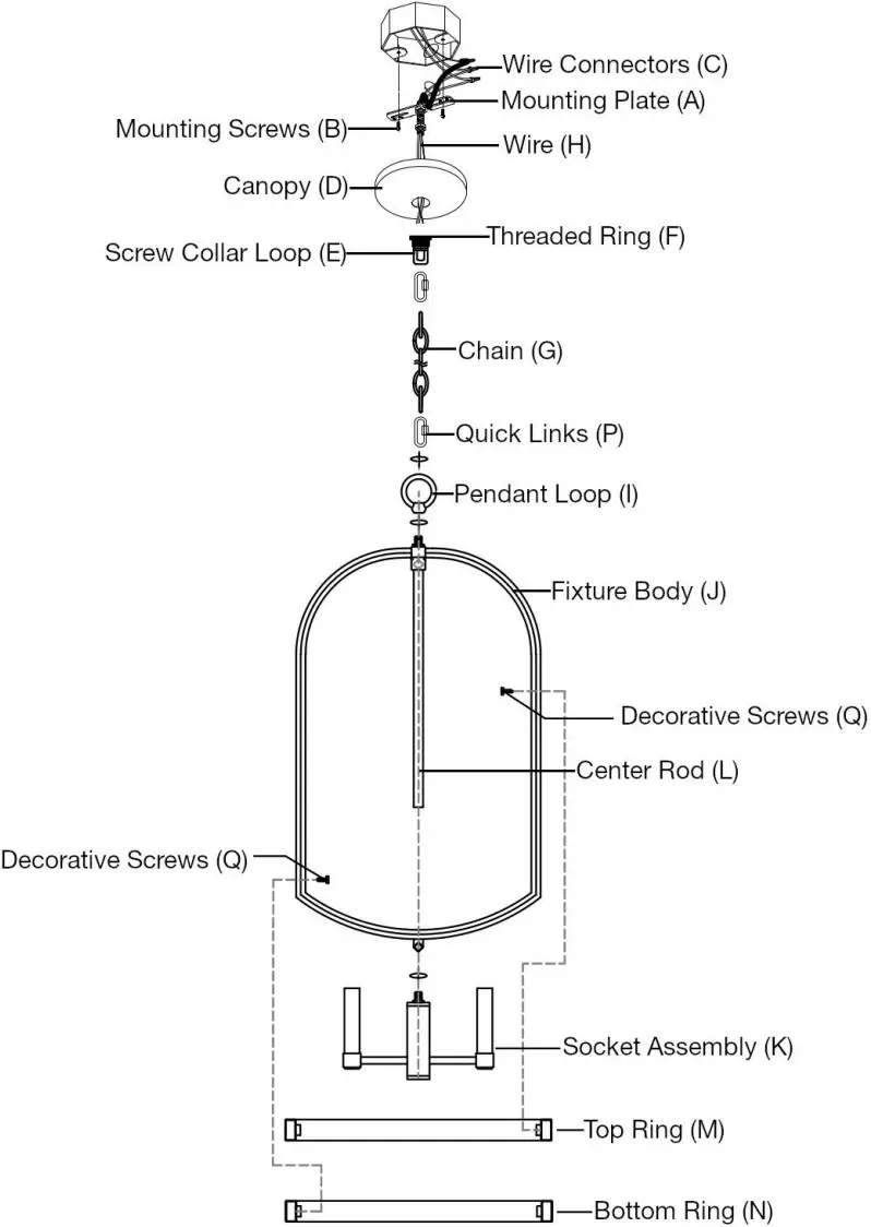Kira Home RVL CP5293 4 Myers 25 Inch 4 Light Modern Adjustable Foyer Chandelier - PARTS DIAGRAM