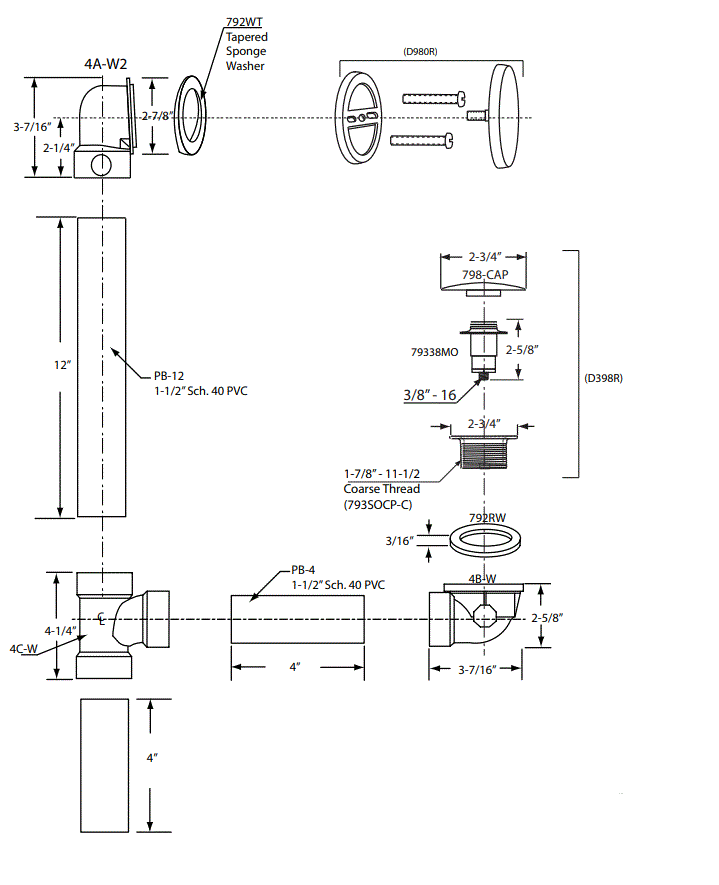 WESTBRASS-493244H-Illusionary-Bath-Waste-and-Overflow-fig-2