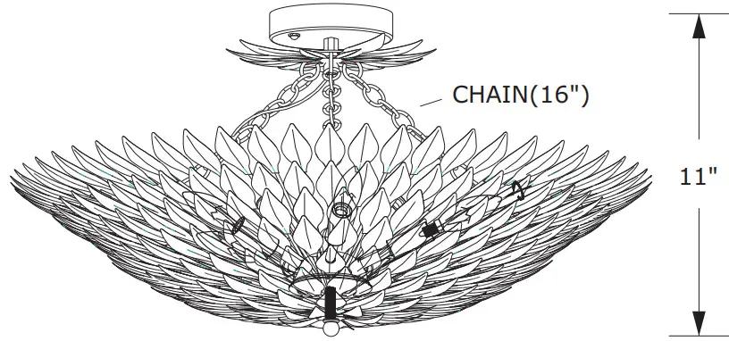 CRYSTORAMA 517 MT CEILING Broche Six Light Ceiling Mount - SEMI FLUSH