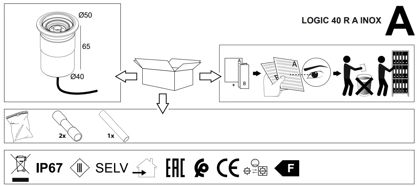 DELTALIGHT LOGIC 40 R A INOX Recessed Lamp - Fig