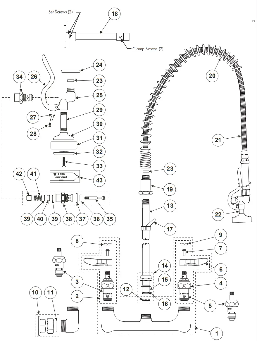 T S B-0133 Series Pre-Rinse Unit Wall Bracket - parts