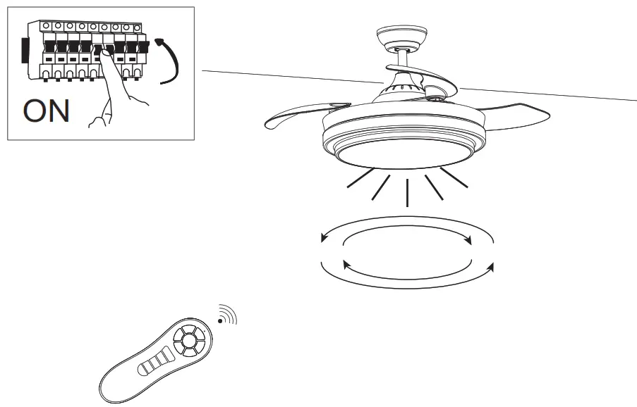 YUHAO YHDC5255W42 Retractable Ceiling Fan with Lights - Switch2