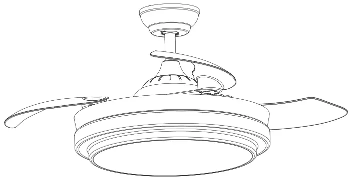 YUHAO YHDC5255W42 Retractable Ceiling Fan with Lights