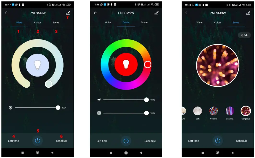 PNI SM7RGBW Wifi Light Bulb - preview interface
