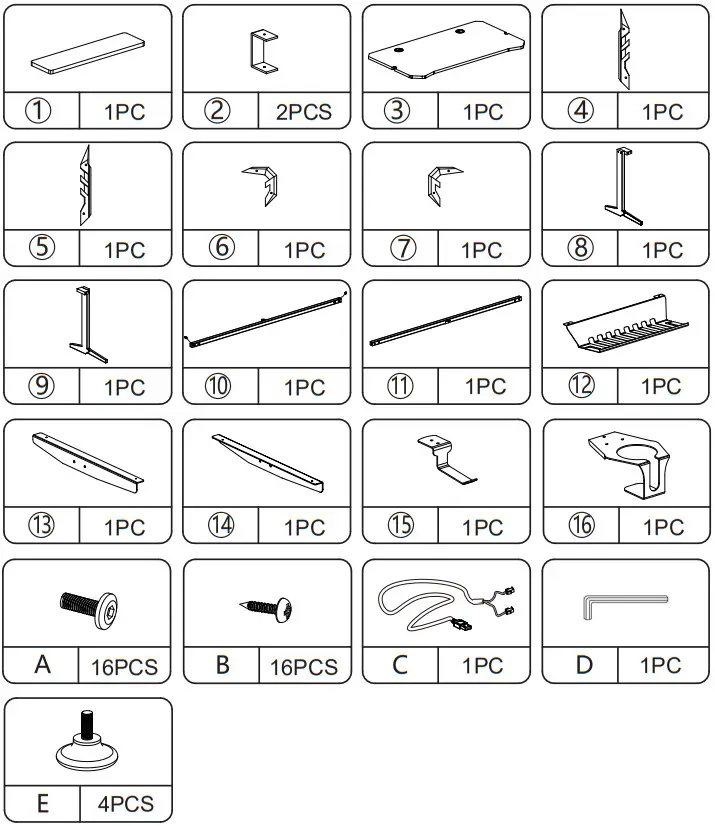 JAXPETY SY18A0264 48 Inch LED Light PC Gaming Desk Monitor Stand - fig 2
