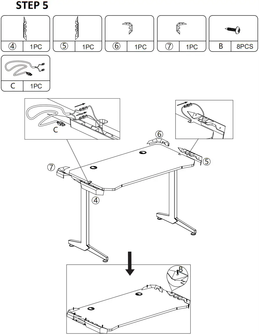 JAXPETY SY18A0264 48 Inch LED Light PC Gaming Desk Monitor Stand - fig 5