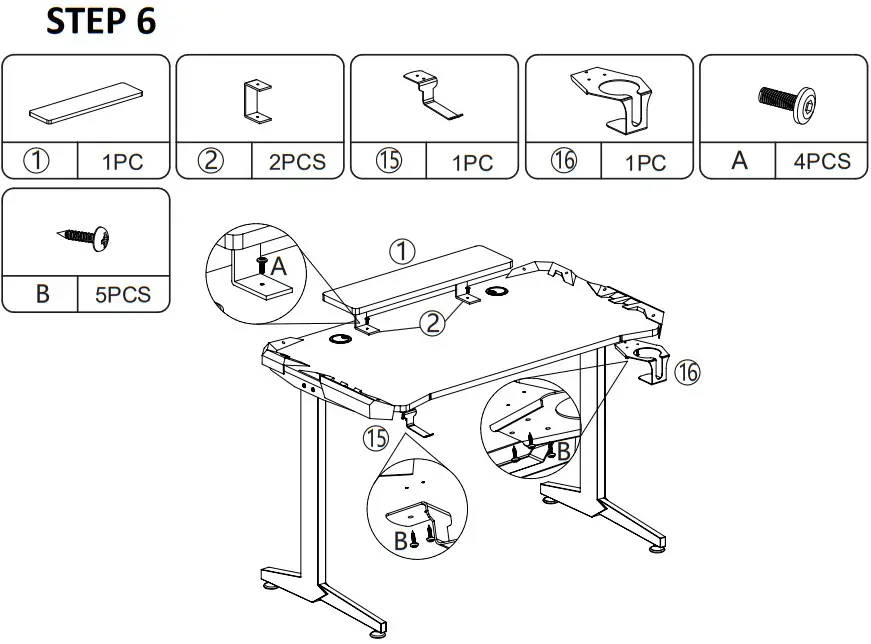 JAXPETY SY18A0264 48 Inch LED Light PC Gaming Desk Monitor Stand - fig 6