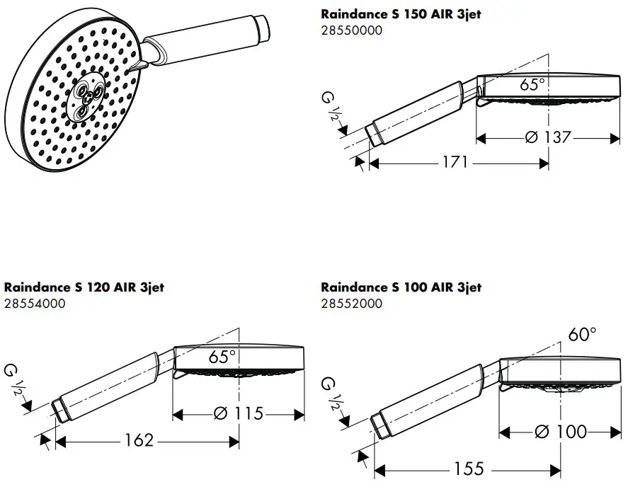 hansgrohe RAINDANCE 150 3jet EcoSmart Hand Shower DN15 - icon 12