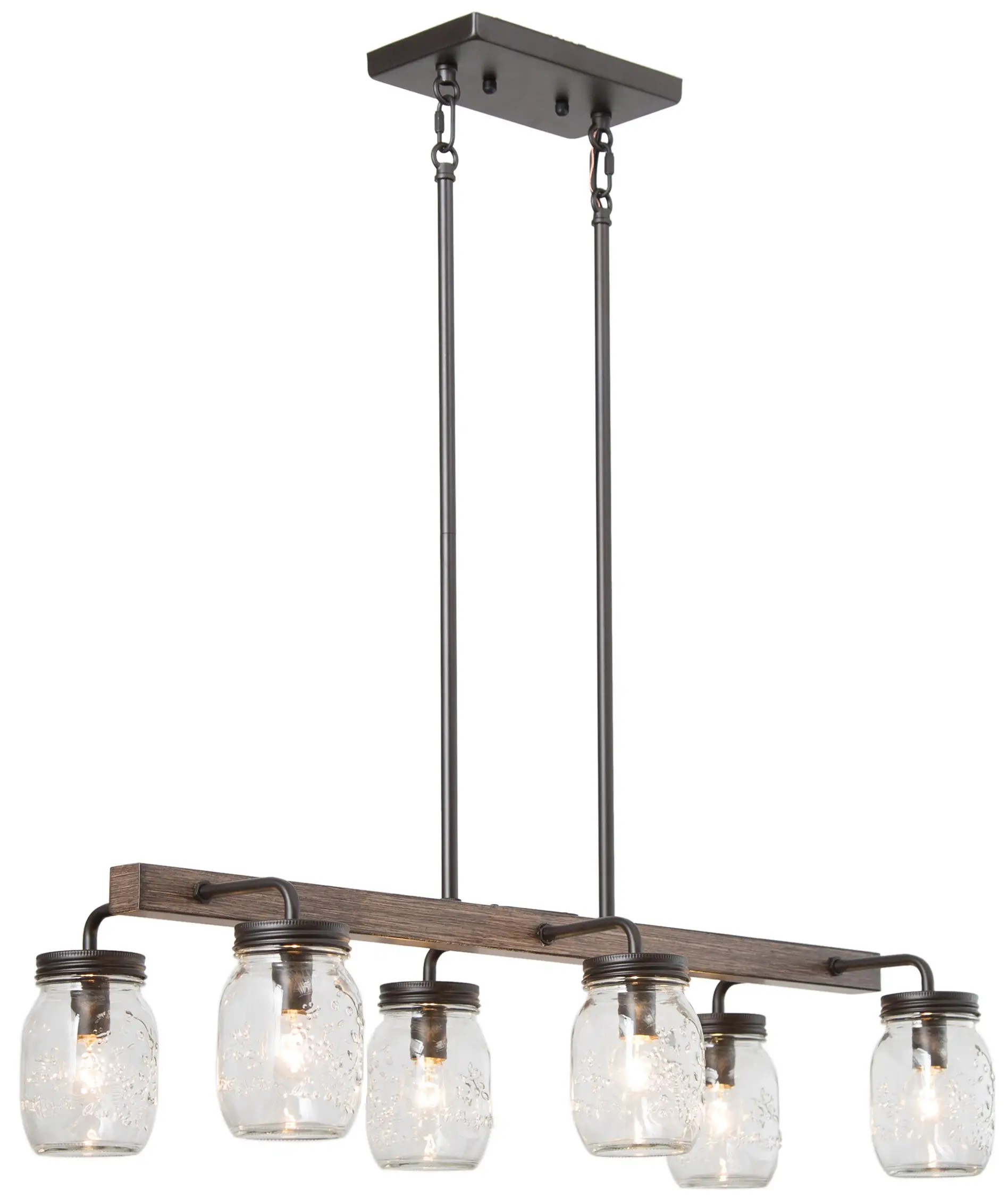 LNC-LYJ22UV90H6G8C-6-Light-Brushed-Black-and-Polished-Gold-Modern-Contemporary-Mason-Jar-Linear-LED-product