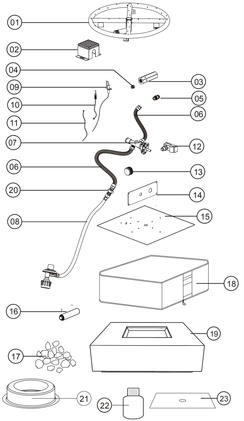 ELEMENTI OFG411LP Capertee Sandstone Fire Table - parts
