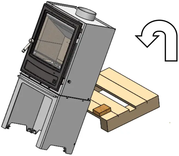 ARADA M Series Wood Burning Stove - moved by fitting