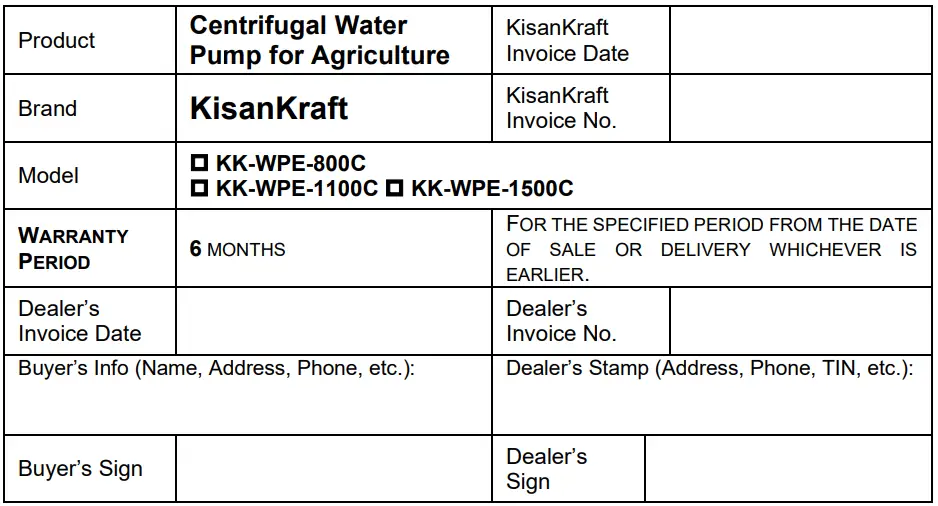 Warranty Certificate