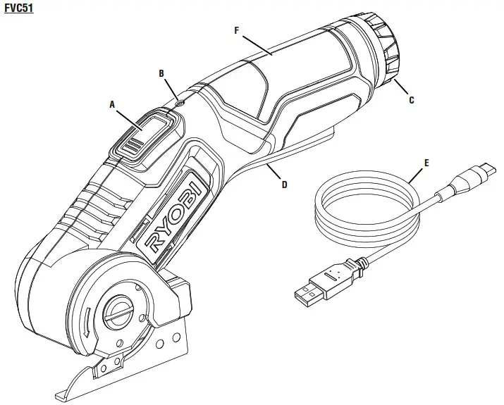 RYOBI FVC51 4 Volt USB Lithium Power Cutter - Product Overview 1