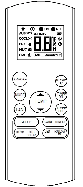 Mr Cool-3rd-Gen-Air-Conditioner-Remote-Buttons-and-Functions-FIG-1