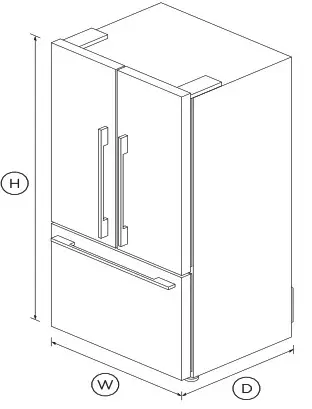 Fisher Paykel RF170ADJX4 Freestanding French Door Refrigerator Freezer - DIMENSIONS