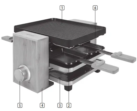 PRINCESS 01.162950.01.001 Raclette Pure 4 Grill Fryer - Fig