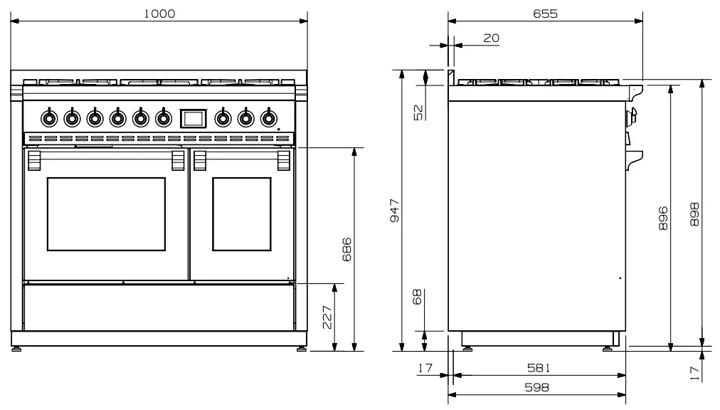Steel AQ10SF 6W NA B 100cm Upright Cooker - KEY FEATURES