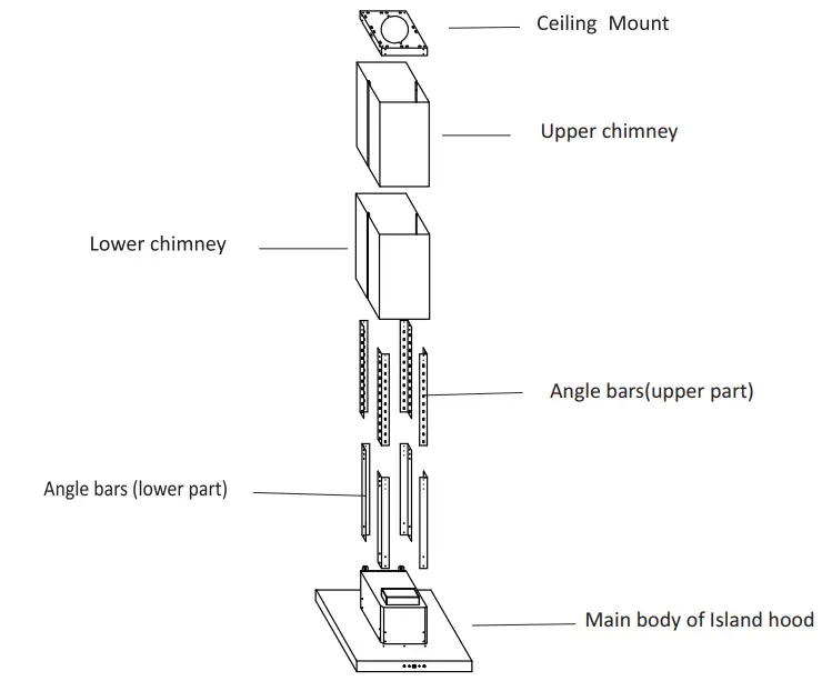 HAUSLANE IS-700SS-30 36 Inch Island T-Shaped Range Hood - Fig 6