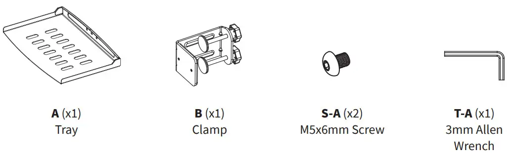 V I V O DESK-SF01LC Black Under Desk Leg Clamp Shelf - PACKAGE CONTENTS