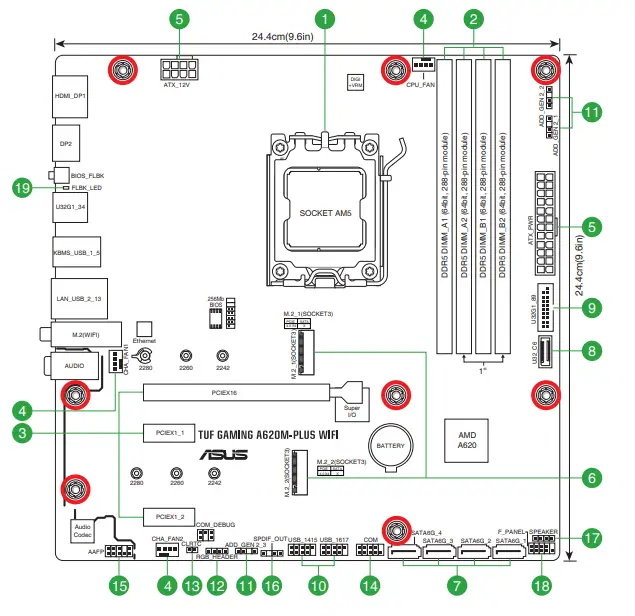 ASUS E21751 TUF Gaming A620M Plus WIFI Motherboard