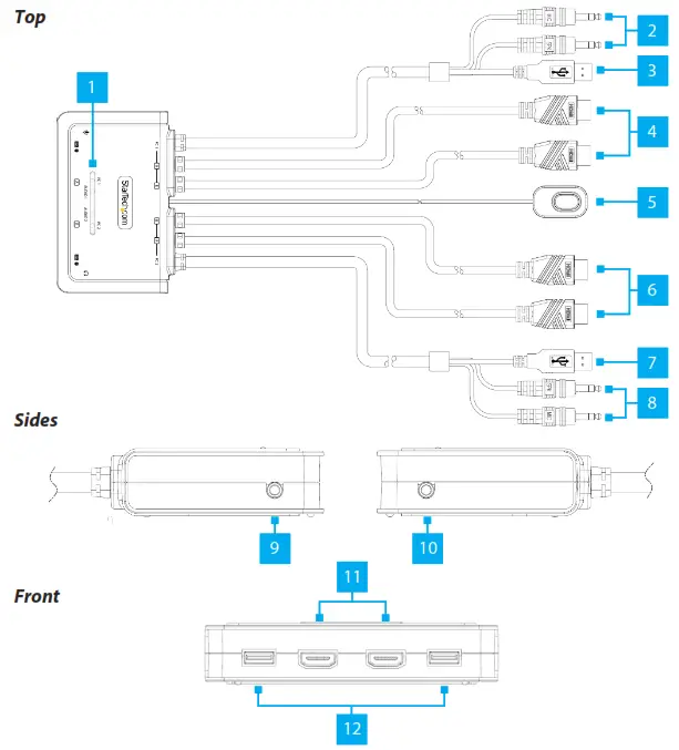 StarTech C2-DH46-UA2-CBL-KVM 2 Port Dual Monitor Cable KVM Switch - Product ID