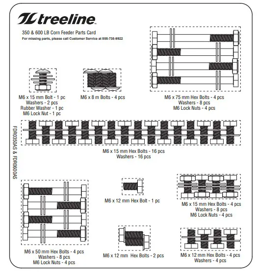 treeline FDR0350AS Corn Feeder - Component Pack Contents