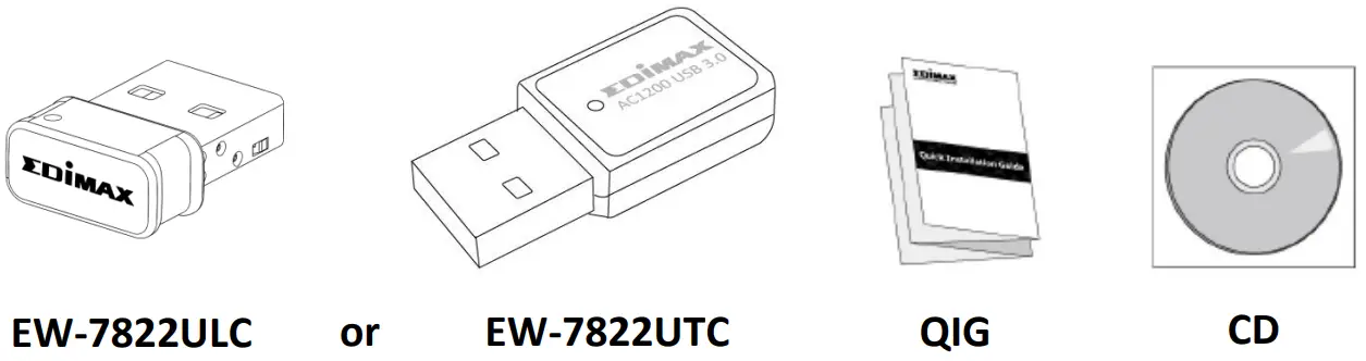EDIMAX EW 7822ULC UTC Dual Band MU MIMO USB Adapter - . Package Contents