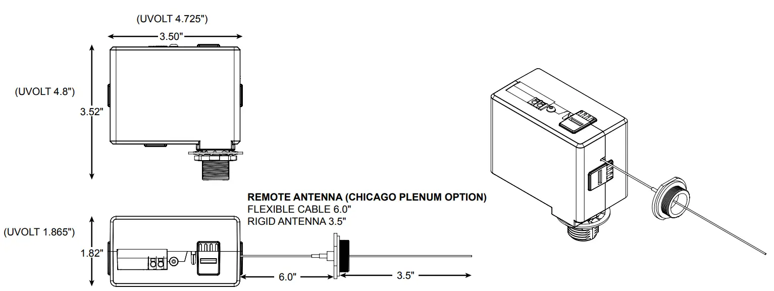 nLiGHT rPP20 Air Power or Relay Pack - DIMENSIONS