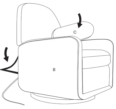 ubabub M23688 Arc Glider Recliner with Electronic Control and USB - Assembly6