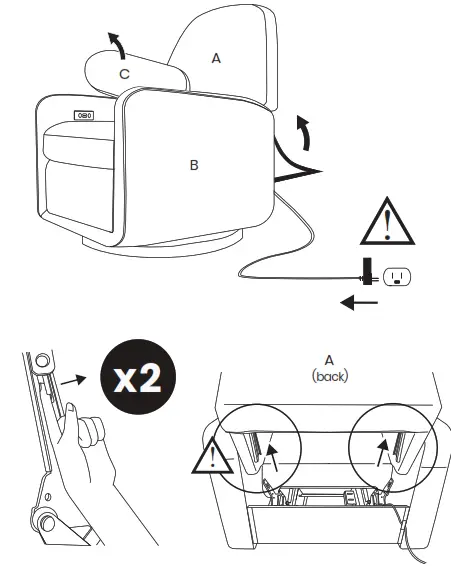 ubabub M23688 Arc Glider Recliner with Electronic Control and USB - USB