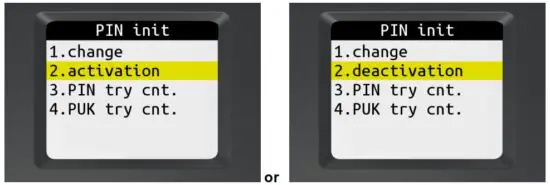 FIG 24 Activating deactivating PIN protection with User-PIN