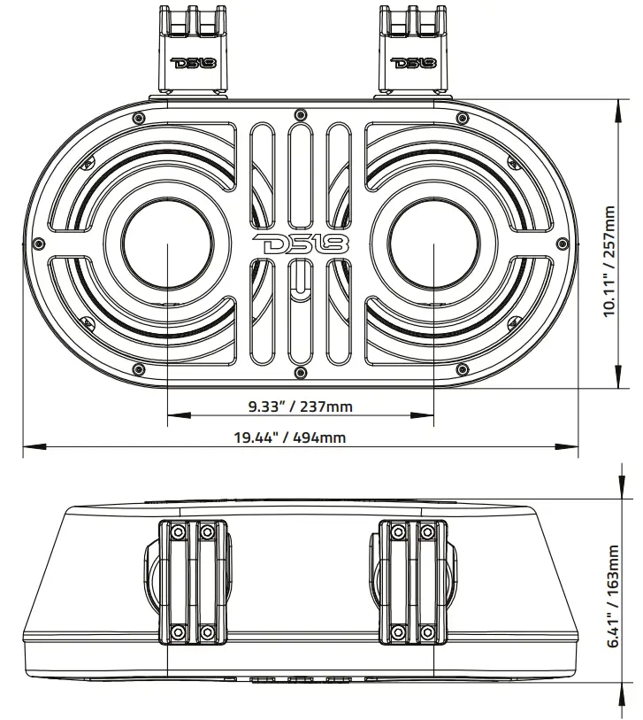 DS18 JVOCE8 Marine Roll Cage Sound Bar Tower Sound System - MEASUREMENTS