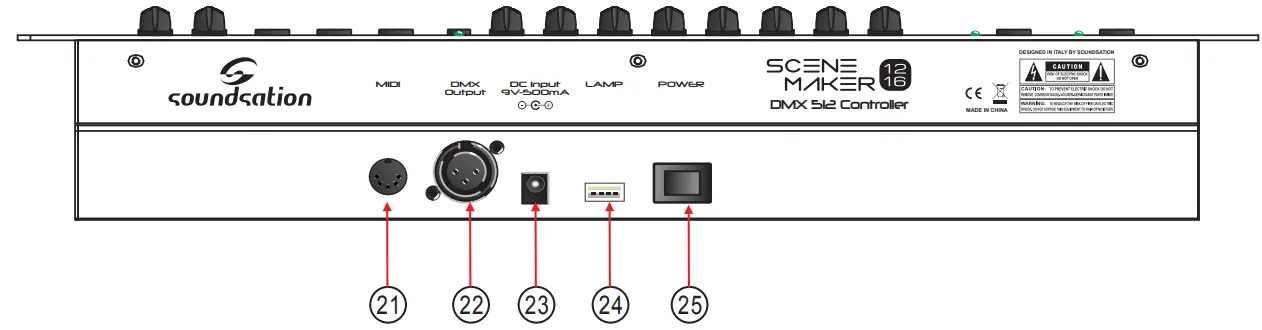 soundsation DMX512 Lighting Controller - Rear Panel