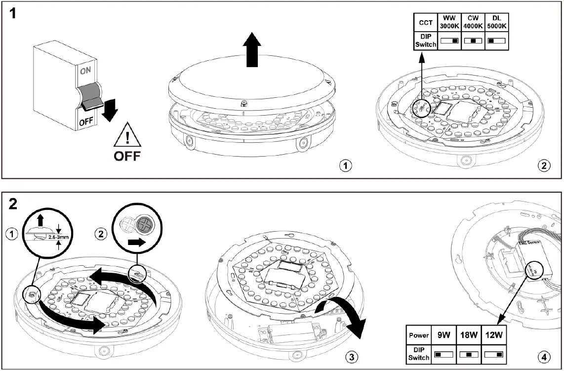 Kosnic-KBHCT9-18C6S65-SCT-Integrated-LED-Bulkhead-with-Emergency-and-Sensor-FIG-1