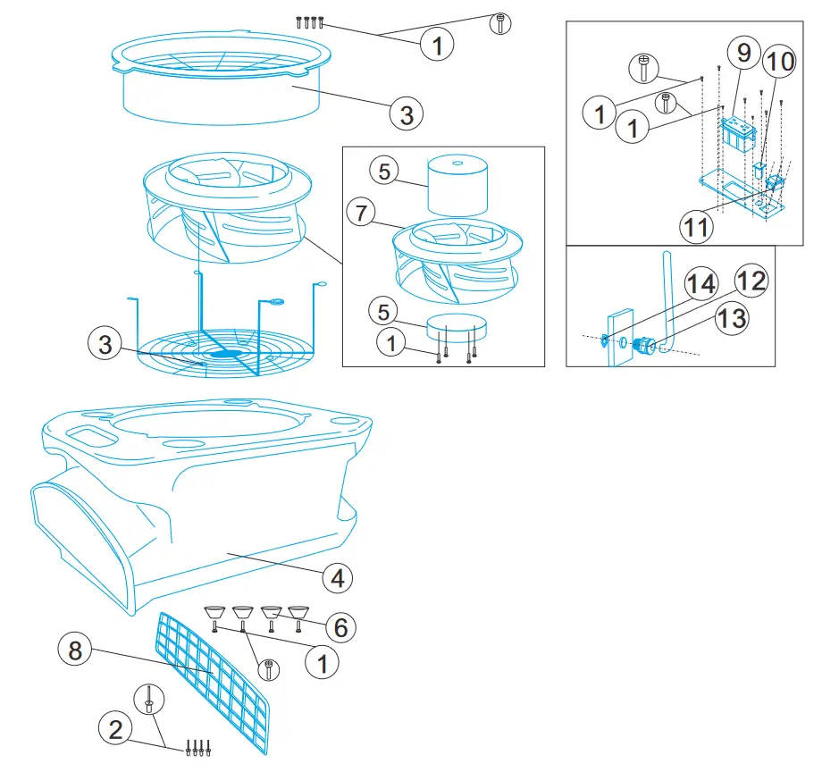 PURAERO PA-250-LP-RD Radial Air Mover with GFCI and Daisy Chain - FLAT AIR MOVER