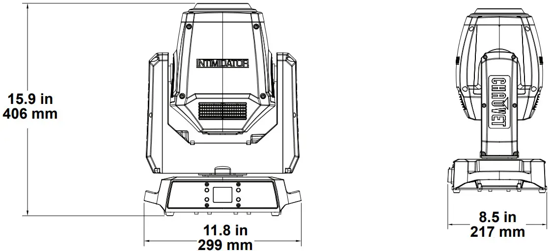 CHAUVET DJ Spot 360X IP LED Moving Head - Product Dimensions