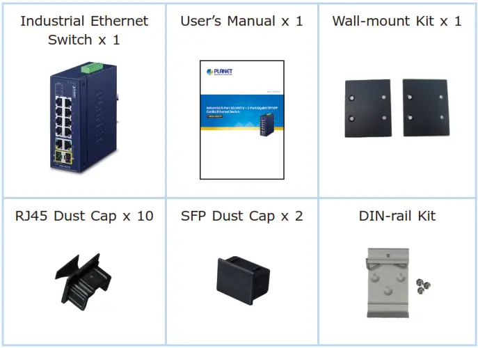 PLANET IFGS 1022TF Industrial Ethernet Switch - Package Contents