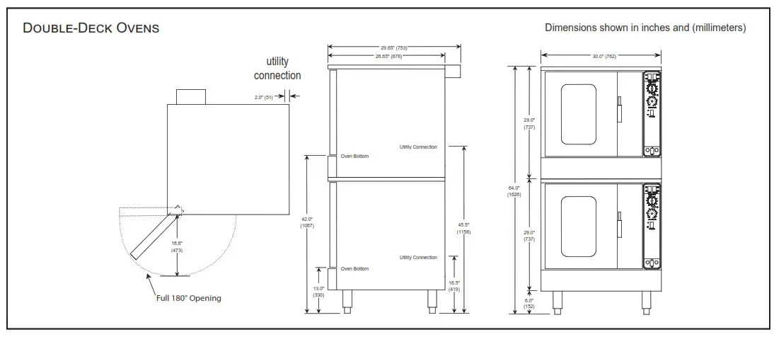 SOUTHBEND EH-10CCH Marathoner Gold Half Size Electric Convection Ovens - DIMENSIONS