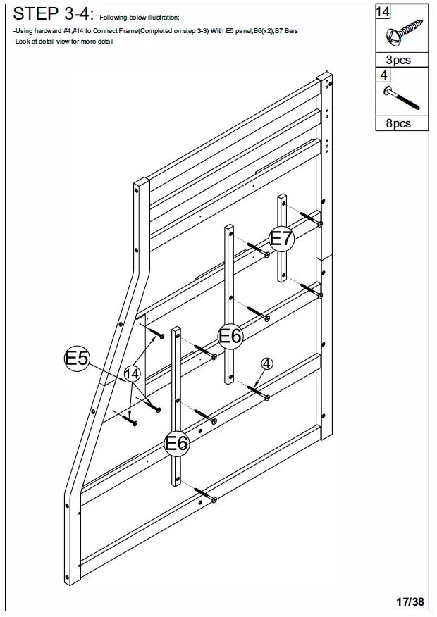 ModernLuxe L-LT000639AAE Twin Size Loft Bed with 7 Drawers 2 Shelves and Desk 15