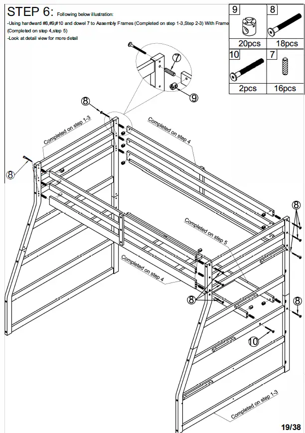 ModernLuxe L-LT000639AAE Twin Size Loft Bed with 7 Drawers 2 Shelves and Desk 17