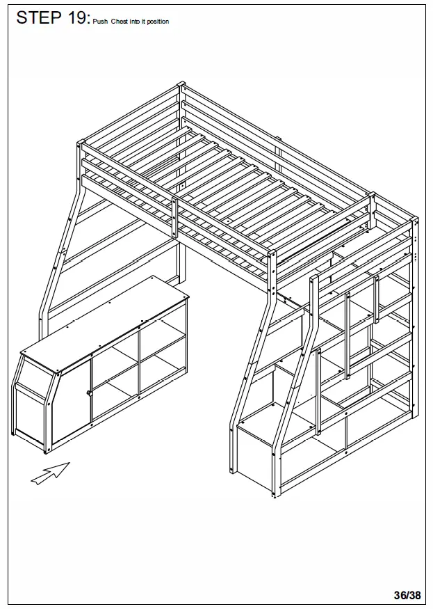 ModernLuxe L-LT000639AAE Twin Size Loft Bed with 7 Drawers 2 Shelves and Desk 34