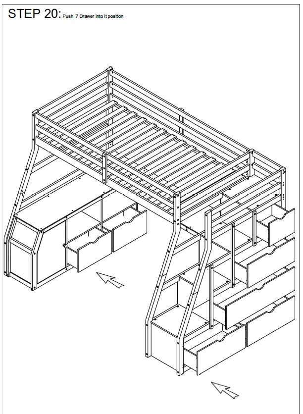 ModernLuxe L-LT000639AAE Twin Size Loft Bed with 7 Drawers 2 Shelves and Desk 35