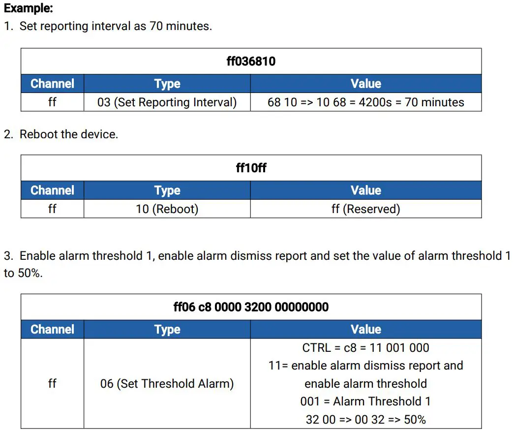 Milesight WS201 Smart Fill Level Monitoring Sensor User Guide - Downlink Commands