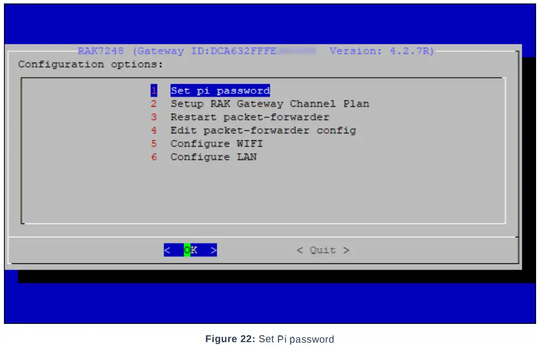 RAK7248 Raspberry Pi LoRaWAN Gateway - Pi password