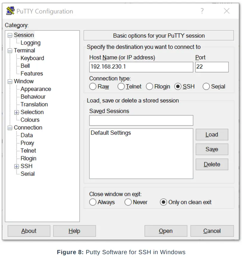 RAK7248 Raspberry Pi LoRaWAN Gateway - Putty Software