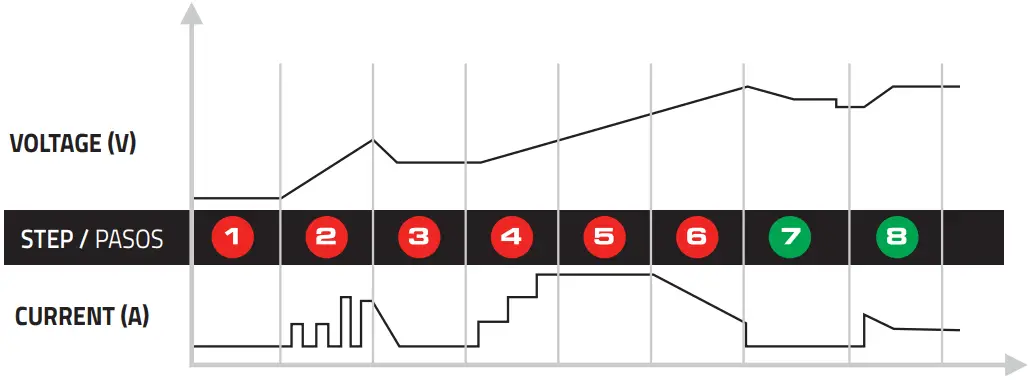 DS18 INF C6A Portable Automatic Smart Lithium and AGM Car Battery Charger  - CHARGING STEP
