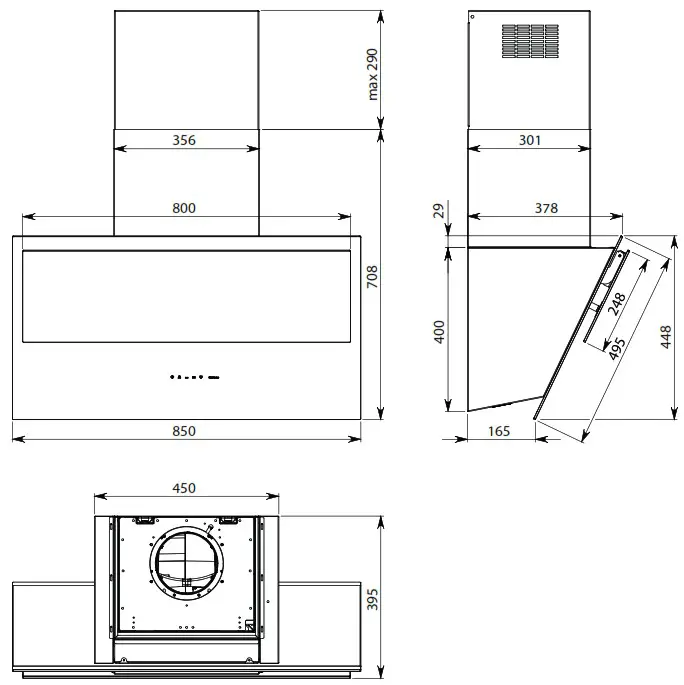 falmec FDVER36W5BK Verso NRS Series Wall Hood - Product Overview 2